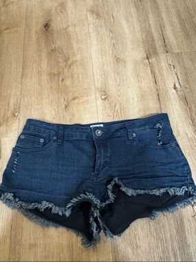 RVCA Dark Blue Frayed Edge Denim Shorts
